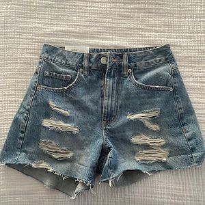 High rise denim shorts